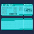 Airplane ticket. Detailed blank of air ticket. Vector illustration Royalty Free Stock Photo
